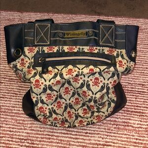 Loungefly Black, Red and Cream Skull & Crow Tote